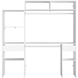 Concept Usine Dressing blanc extensible avec 2 penderies, 4 etageres et un tiroir