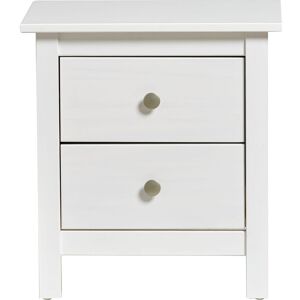 Homifab Table de chevet 2 tiroirs en pin massif blanc