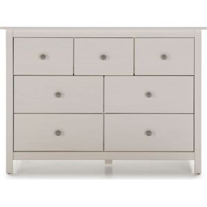 Homifab Commode 7 tiroirs en pin massif blanc 110 cm