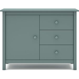 Homifab Commode 1 porte 3 tiroirs en pin massif vert petrole 90 cm