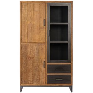 Hellin Vitrine en bois et metal 3 portes 2 tiroirs