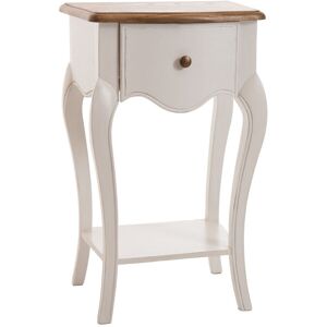 Hellin Table de chevet en bois blanc patine 1 tiroir 1 tablette