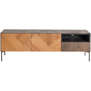 Hellin Meuble TV en bois de teck et metal 130 cm