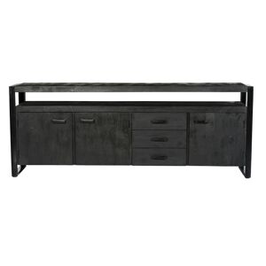 Moloo LUZ-Buffet 3 portes 3 tiroirs en bois de Manguier massif noir et metal