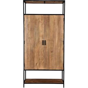 Moloo ANGLET-Buffet haut 2 portes, bois de Manguier massif et metal noir