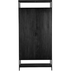 Moloo UZES-Buffet haut 2 portes, en Manguier massif noir et metal