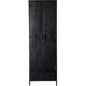 Moloo UZES-Buffet haut 2 portes 1 tiroir en Manguier massif noir et metal