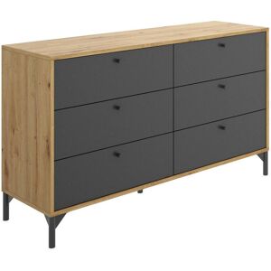 Dmora Commode effet bois chene et anthracite