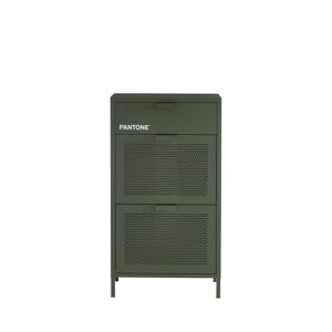 Drawer Meuble a chaussures 2 portes 1 tiroir en metal PANTONE L55cm vert kaki