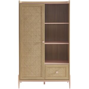 Baita Armoire rose et cannage rotin 1 porte et 1 tiroir