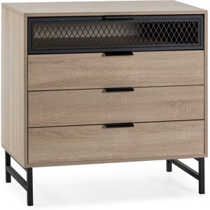 HOMN Commode de nuit 3 tiroirs 1 porte coloris bois