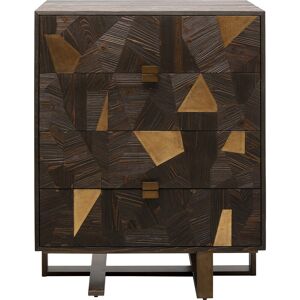 Kare Design Commode 4 tiroirs en sapin massif et acier dore