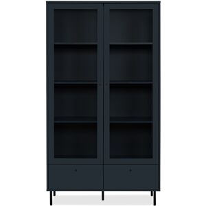 Homifab Vaisselier 2 portes vitrees 2 tiroirs bleu nuit 100 cm