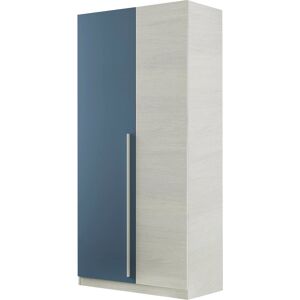 Dmora Garde-robe 2 portes battantes effet bois blanc et bleu