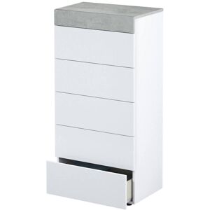 Dmora Commode 5 tiroirs effet bois blanc