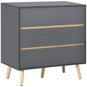 Homcom Commode 3 tiroirs design scandinave gris aspect bois clair