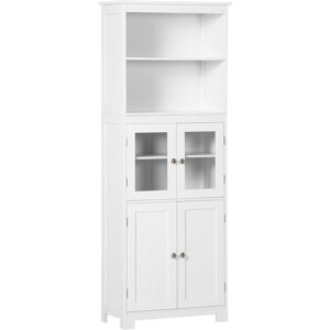 Homcom Buffet haut 4 portes avec etageres 2 niches grand plateau blanc