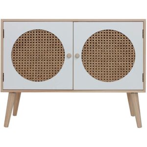 Mobili Rebecca Buffet bas de style scandinave avec 2 portes en bois marron et blanc