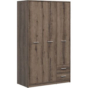 Petits meubles Armoire 3 portes 2 tiroirs stratifies naturel fonce