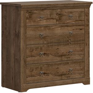 Petits meubles Commode 5 tiroirs panneaux agglomeres naturel fonce