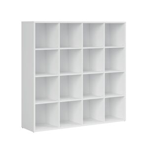 Petits meubles Bibliotheque 16 cases stratifies blanc