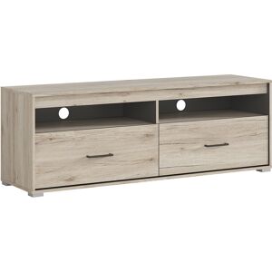 Petits meubles Meuble TV 2 tiroirs 144 cm stratifies naturel et gris