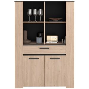 Calicosy Buffet haut 1 tiroir et 2 portes effet bois - L110 x H160 cm