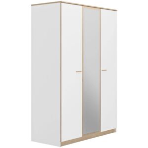 CAMIF Armoire 3 portes 1 miroir effet bois blanc/bois