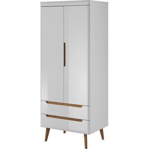 Petits meubles Armoire 2 portes 2 tiroirs blanc et naturel