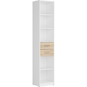 Petits meubles Bibliotheque 2 tiroirs stratifies naturel et blanc