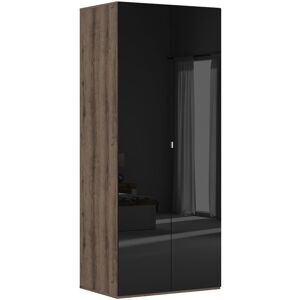 Petits meubles Armoire 2 portes L100 x H240 cm stratifies naturel et noir