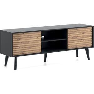 Petits meubles Meuble tv 2 portes 154 cm noir et naturel