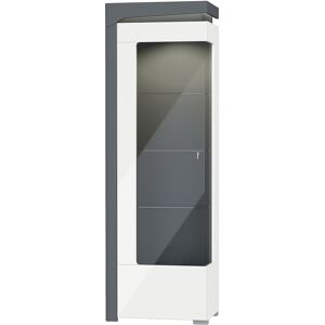 Petits meubles Vitrine 1 porte ouverture gauche LED inclus stratifies blanc et gris