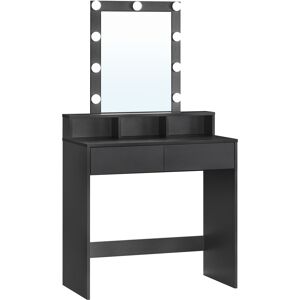 VASAGLE Coiffeuse miroir 2 tiroirs et 3 compartiments style moderne noir