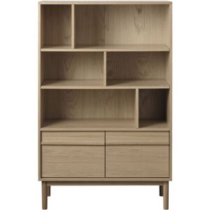 Drawer Bibliotheque 6 niches, 2 portes en bois H140cm bois clair