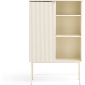 Drawer Buffet haut 1 porte, 3 niches en bois et metal H130cm creme