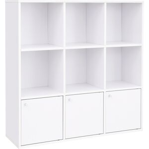 VASAGLE Bibliotheque 3 placards avec portes en bas effet bois blanc