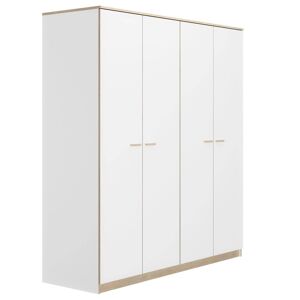 CAMIF Armoire 4 portes effet blanc/bois