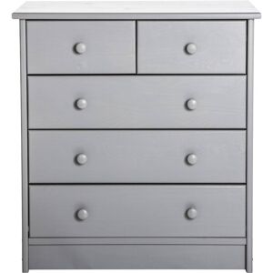 ESAT LE HAMEAU Commode 5 tiroirs en bois massif gris