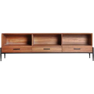 Lastdeco Meuble Tv en Bois de Sapin Noir, 174x40x51 cm