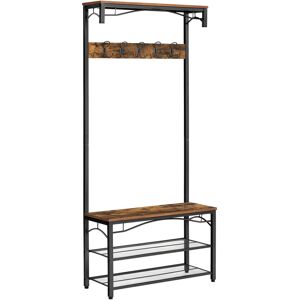 VASAGLE Meuble d'entree avec banc effet bois marron rustique