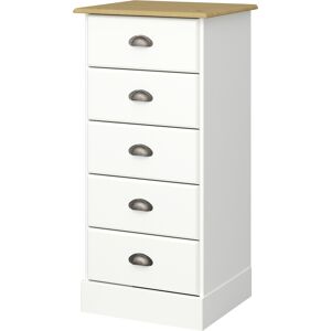 Loft24 Commode a 5 tiroirs en MDF blanc et plateau en pin nature