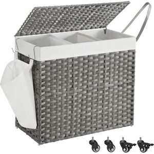 SONGMICS Panier a linge avec roulettes 160L en plastique gris