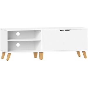 Calicosy Meuble TV 2 niches et 2 portes blanc - L140 cm