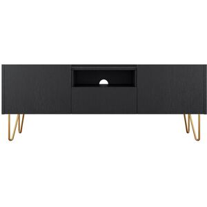 Best Mobilier Meuble TV style contemporain 144 cm noir / dore