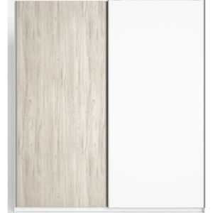 Homifab Armoire 2 portes blanc et effet bois 182 cm