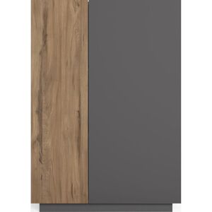 Homifab Buffet haut 2 portes gris anthracite et effet bois 90 cm