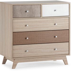 HOMN Commode de nuit 5 tiroirs multicolores