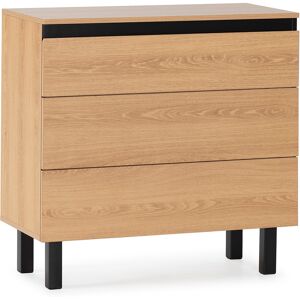 HOMN Commode de nuit 3 tiroirs couleur chene