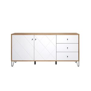 Calicosy Buffet 2 portes et 3 tiroirs decor chene artisan - L183 cm